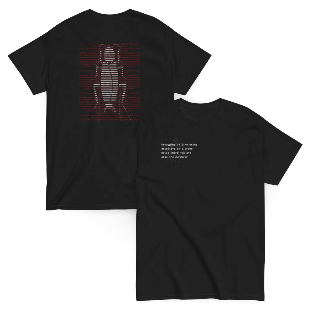 Debugging Sucks developer t-shirt - Programming humor shirt about the eternal struggle of debugging code